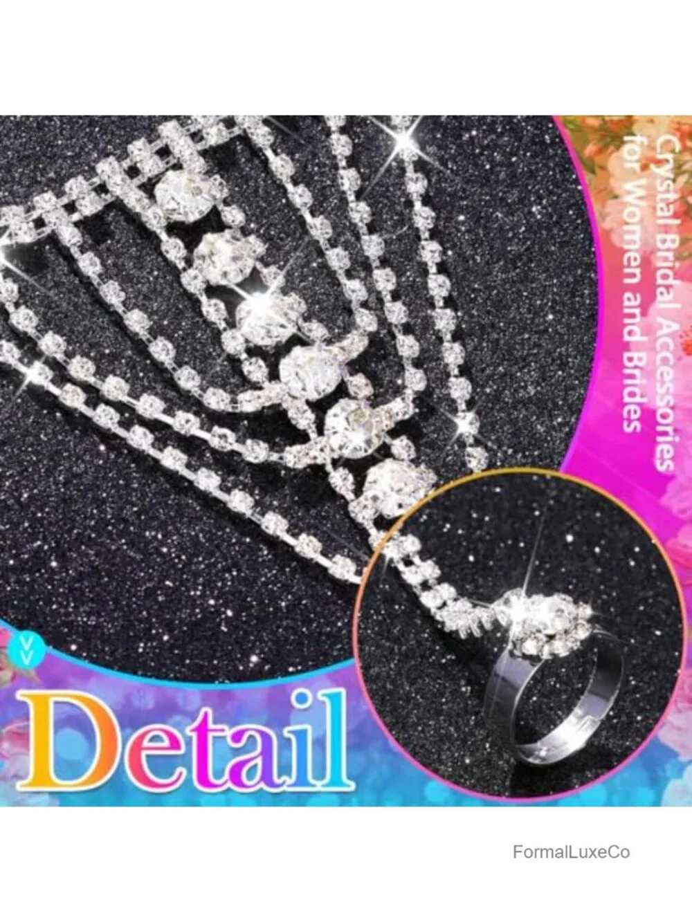 Fingerless Rhinestone Wedding Gloves Sparkly Crystal Bridal Hand Chain